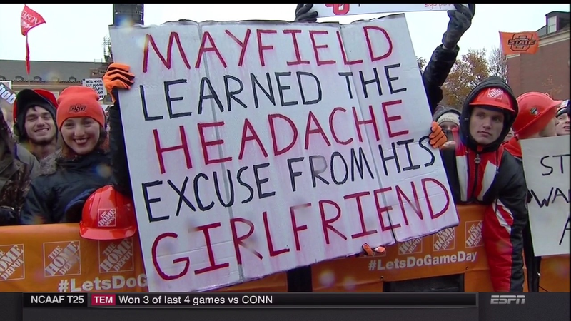 Illustration for article titled Stoops Rhymes With Poops: Your Stillwater College GameDay Sign Roundup